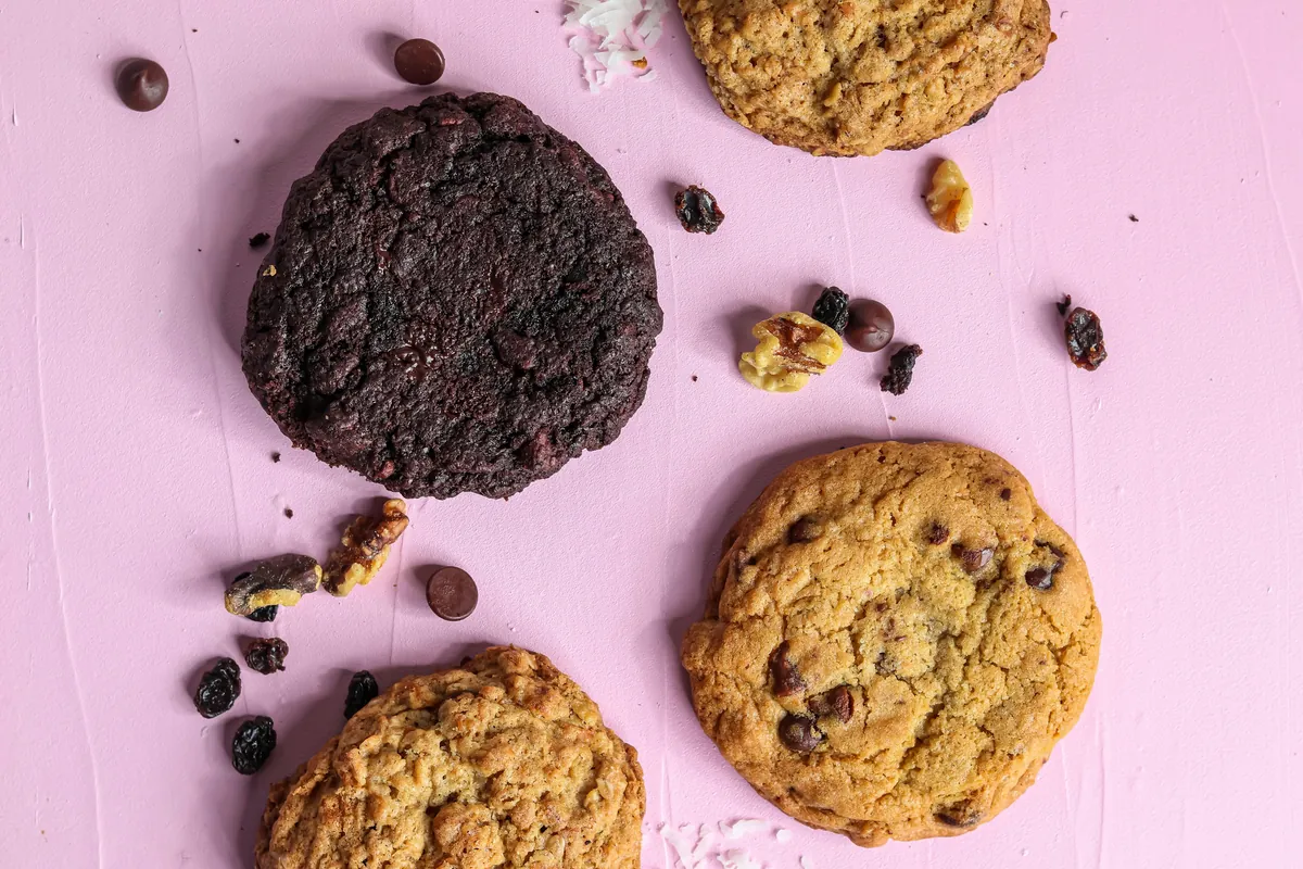 Assortment of cookies, chocolate chip and brownie cookies baked by Happy Treats Baking PR